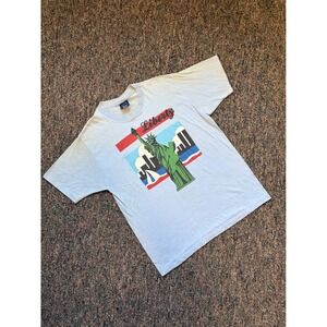 Vintage 90s Liberty Statue of‎ Liberty Graphic T Shirt Mens XL Blue Made in USA
